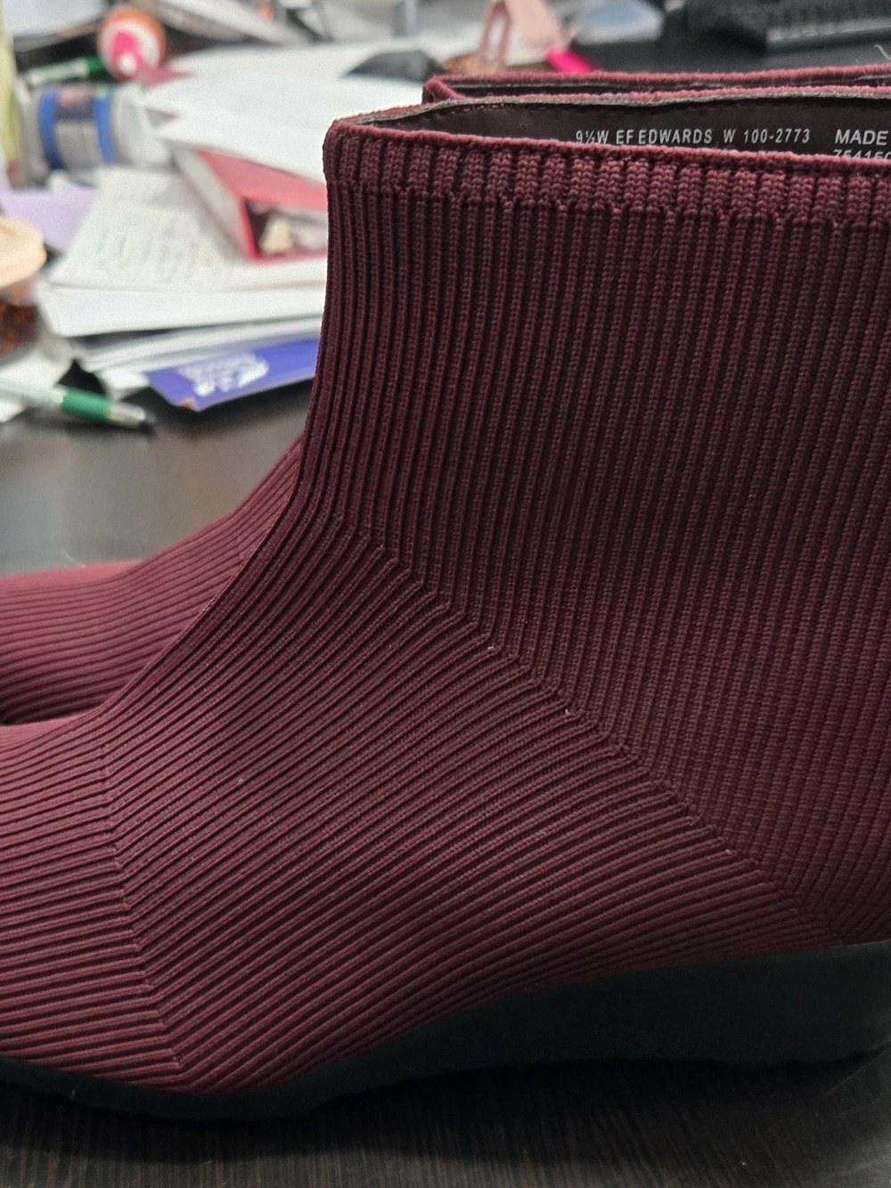 Men's Stretch Ribbed Ankle Socks - Burgundy